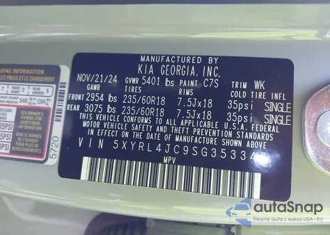 2025 Kia Sorento S from USA, damaged, VIN 5XYRL4JC9SG353347